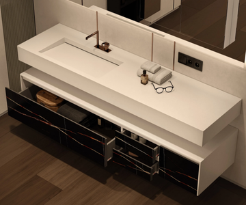SLIM LINE - Single wall-mounted wooden vanity unit by MOMA Design - view 3
